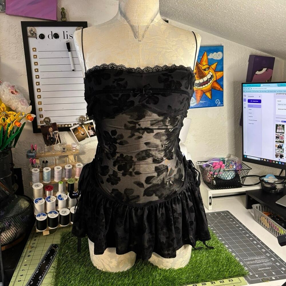 New Pink floral mesh dress with built in shorts